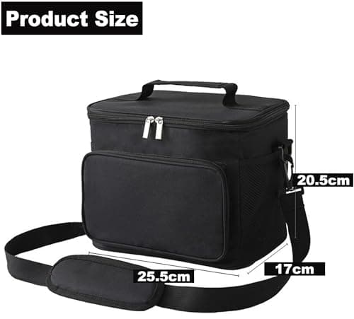 KANGSIT 9L Insulated Lunch Bag, Fits 12 Cans, Large Soft Cooler Tote, Black — view 2