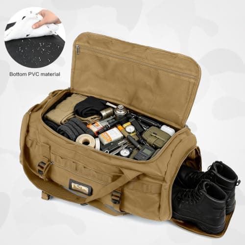 TAIHOYIN 60L Travel Duffel Bags for Men Gym Duffle with Back Straps Brown — view 4