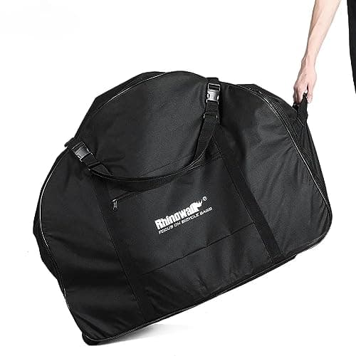 Wanym Bike Travel Bag with Wheels, 20 Inch Folding Bike Carry Bag, Black Folding Bike Carrying Bag, Polyester Storage Waterproof Travel Case Outdoors Transport Accessories for Cars Train Air Travel — view 3