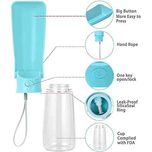 Emwel Foldable Dog Water Bottles - 550ml Water Feeder Leak Proof Portable Puppy Water Dispenser with Drinking Feeder for Pets Outdoor Walking, Hiking, Travel — view 4