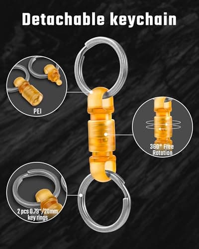 MecArmy CH24 Key Ring Detachable Connector – 360° Double-Ended Rotating Titanium Keychain with Quick Release, Key Organiser for Everyday Carry, Multi-Tools, Car, Backpacks, Carabiner, Camping & Travel — view 2