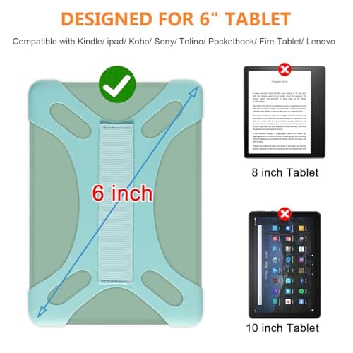 HoYiXi Universal Case for 6 inch Kindle eReader Compatible with Paperwhite(2015/2018)/Pocketbook and Tolino/Kobo Clara HD,For 6'' eReader with High Elasticity Hand Strap,Sky Blue — view 2