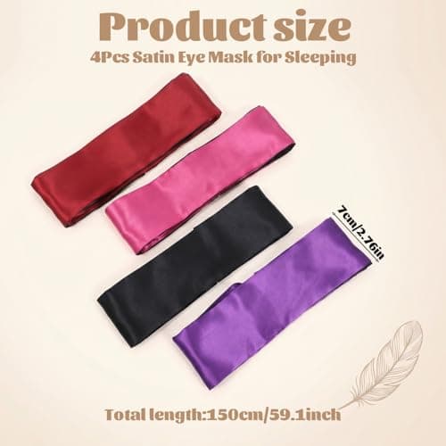 HJZHII 4Pcs Silk Satin Eye Mask, Satin Silk Eye Covers Soft Comfortable Blindfold Sleeping Masks Adjustable Blackout Eyes Cover V-Shaped Satins Sleep Masks for Women Men Valentine's Day Gift — view 5
