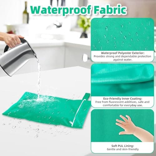GOEDEKE 3 PCS Wet Bags, Reusable Cloth Diaper Bags with Handle and Zipper, 40 x 30 cm Wet Bags for Swimming Travel, Washable Wet Dry Bag for Travel, Beach, Camping, Swimming, Gym (Grey, Green, Black) — view 3