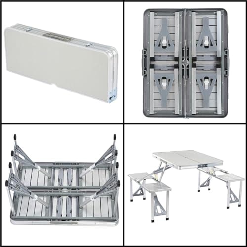 WY8 Luxury Aluminium Folding Portable Camping Picnic Table Stool Chair Set Garden Table set with One year warranty — view 5