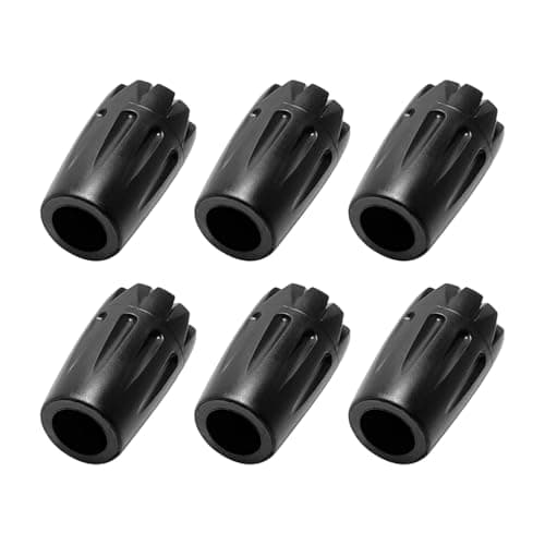 6Pcs Universal Trekking Pole Tips, Durable Rubber Ferrules with Enhanced Grip for Hiking Poles, Walking Sticks & Crutches - Fit Most Terrain Like Asphalt, Rock, Snow, Mud (Black)