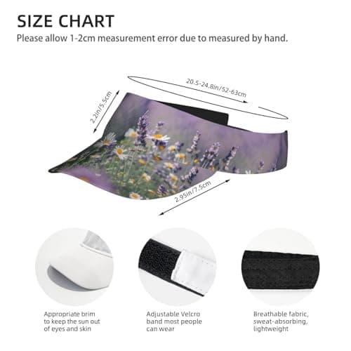njkhbolk Lavender and Daisies Print Sunscreen Visor Cap,Adjustable,Suitable Tennis,Baseball,Golf,Running,Cycling etc, Black, One size — view 4