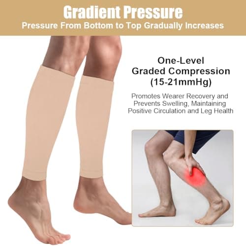 ACWOO Calf Support Compression Sleeves for Women Men, 1 Pair 15-21mmHg Class 1 Shin Splints Brace Support for Torn Muscle Pain Relief, Cramps, Sprains, Footless Leg Socks for Running Sports Flight — view 4