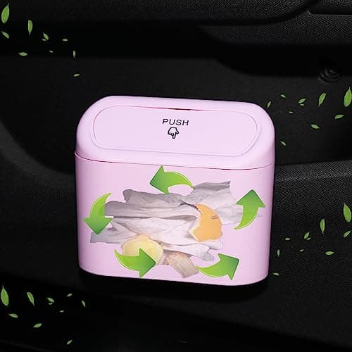 SGLRT Car Bin with Lid - 2 Packs Mini Leakproof Car Trash Can with 40pcs Trash Bags - Vehicle Garbage Can Organizer and Storage for Front Back Seat Accessories for Auto Office Bedroom Home(Pink) — view 3
