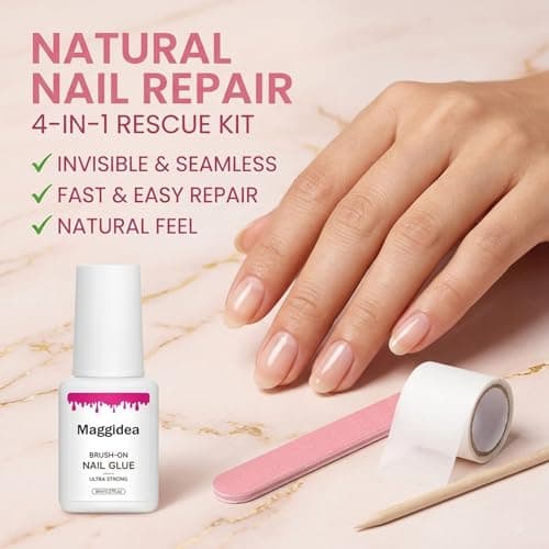 Nail Repair Kit for Broken, Cracked & Split Nails – 2 Boxs Silk Nail Wraps, Brush-On Nail Glue, Nail File & Wooden Stick, Quick Dry No UV Needed, DIY Nail Repair Kit for Natural Nails at Home — view 4