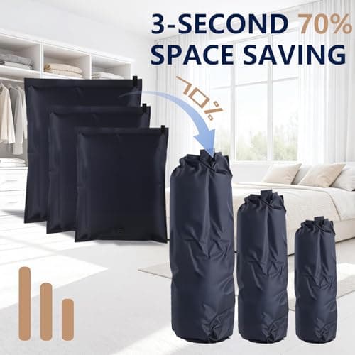 Small Vacuum Storage Bags for Travel 2 Pack（Black-1S-1M） — view 3