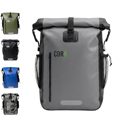 COR Surf Waterproof Dry Bag Backpack - Roll Top Drybag with Padded Laptop Sleeve, Has Welded Seams and Ergonomic Shoulder Pad, Ideal for Boating, Hiking, Kayaking, and More, 40L, Greyn