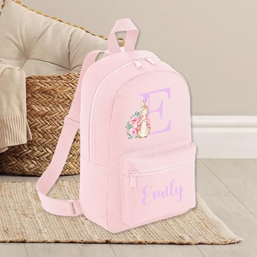 Hoolaroo Personalised Baby & Toddler Floral Pink Bunny Rabbit Rucksack Nursery Backpack Baby Girl Bag Pink — view 3