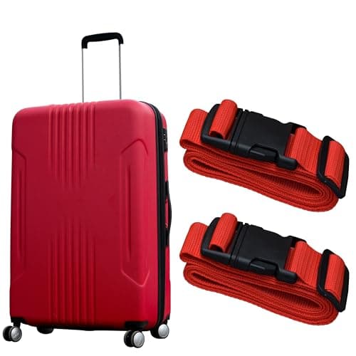Pair Luggage Straps for Suitcases, Secure & Adjustable Luggage Straps, Lightweight Luggage Strap for Travel Long (96cm to 180cm) 2 Pc Red