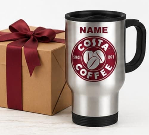 CiderPressMugs Costa Coffee Personalised Silver Travel Mug – Custom Name Printed Coffee & Tea Cup – Reusable Travel Mug – Gift for Coffee Lovers — view 2