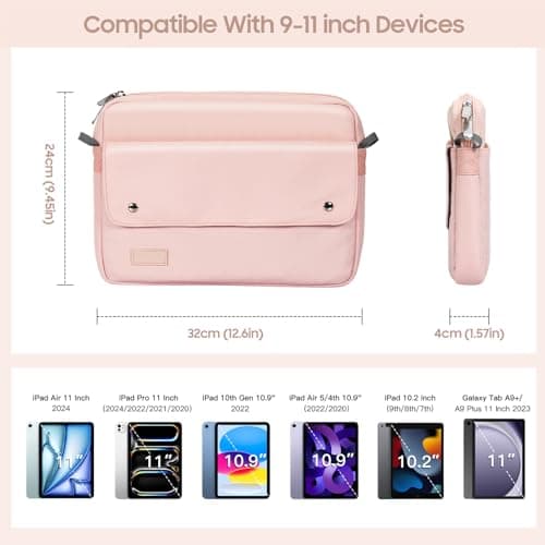 TiMOVO 9-11" Tablet Sleeve with Strap for iPad A16 Tab, Pink — view 2