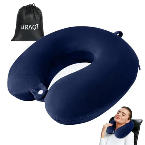 URAQT Travel Pillow, Memory Foam U Shaped Neck Pillow, Blue