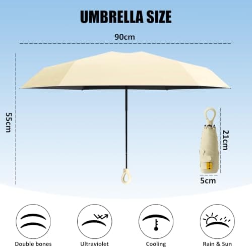 FANSEZQ Sun Umbrella, Mini Travel Umbrella With Case Small Compact Protection Sun Lightweight Tiny Pocket Umbrella — view 2