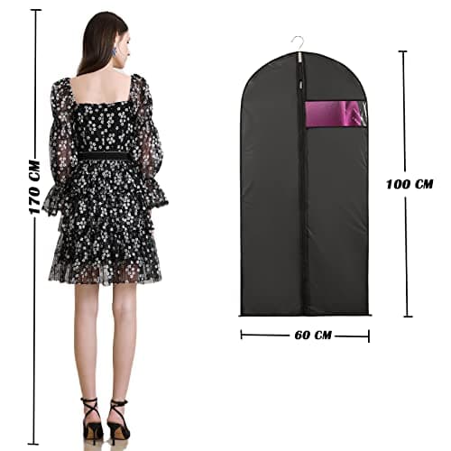 Niviy Suit Bags 60 x 100 cm, Black Garment Covers with Zip & Clear Window — view 4