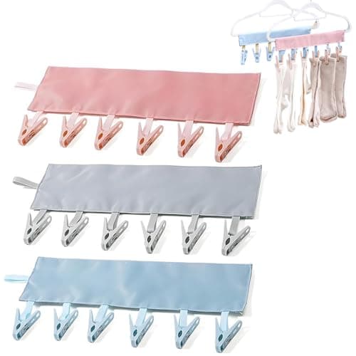 Hbbgdiy 3 Pack Travel Hangers Portable Foldable Hangers with 6 Clips for Swimsuits Towel Socks Underwear Space Saving Drying Rack for Hotels Camping Vacation Lightweight Compact Travel Essentials — view 2