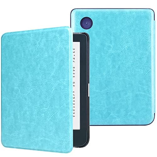 DMLuna Case for Kobo Clara Colour/Clara BW/Clara 2E 6"eReader, Ultra Slim Lightweight Folio Premium PU Leather Protective Cover with Auto Sleep/Wake Function, Sky Blue