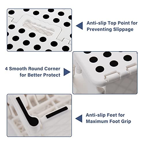 Step Stool for Kids & Adults - 9 inch Plastic Folding Stepping Stool for Kitchen Bathroom Garden and Outdoor, Portable Foldable Stool Holds up to 150KG (White) — view 3