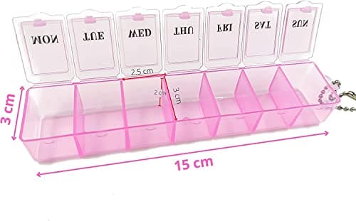 7-Day Pill Organiser Box, 1 Time Daily Medicine Storage Case, Pink — view 2
