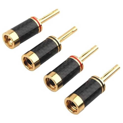 Aundhegrtt Copper Carbon Fiber Banana Plug HiFi for Amplifier Speaker Cable Connector 4pcs Audiophile Audio Adapter for Amplifier