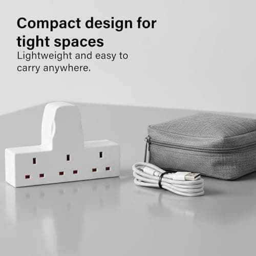 13A 3 Gang UK 3-Pin Power Adapter Multi Plug Socket Extender, Compact Cable-Free Design, BS 1363-3 Certified for Home, Kitchen & Office Use — view 6