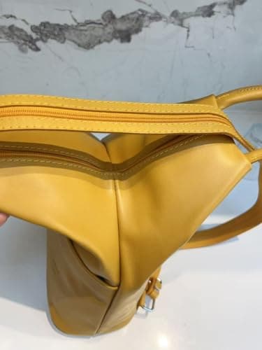 LeahWard Anti-theft Women's Soft Genuine Leather Rucksack Italian Leather Backpack (Yellow) — view 2