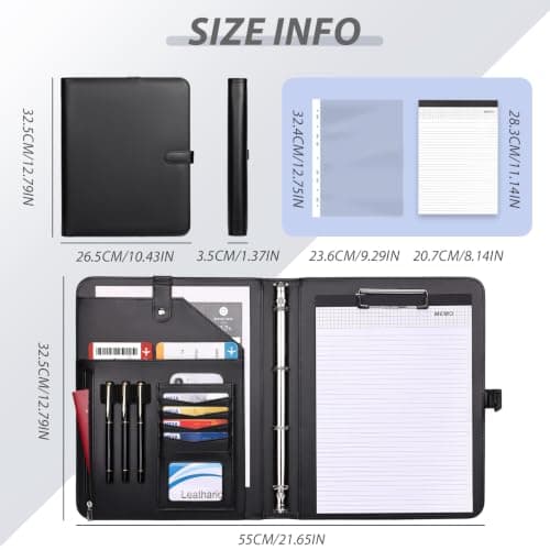 Leathario Portfolio Folder A4, 4-Ring Conference Folder, Ducument Holder — view 3