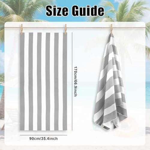 Hittriu Large Microfibre Beach Towel for Adults, 170 × 90 cm, Quick Dry, Sand Free, Lightweight Compact Travel Towel for Summer Beach, Pool, Holiday, Gym & Swimming (Grey) — view 2