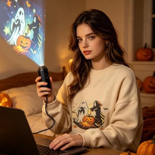 Mini Halloween Christmas Projector Lamp with HD Lens and Flexible Gooseneck — view 3