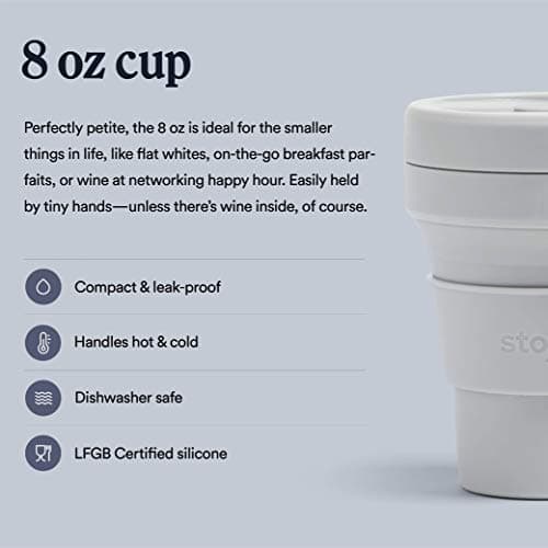 STOJO Collapsible Travel Cup with Straw - Cashmere, 8oz / 250 ml - Reusable to-Go Pocket Size Silicone Bottle for Hot and Cold Drinks - Perfect for Camping and Hiking - Microwave & Dishwasher Safe — view 2