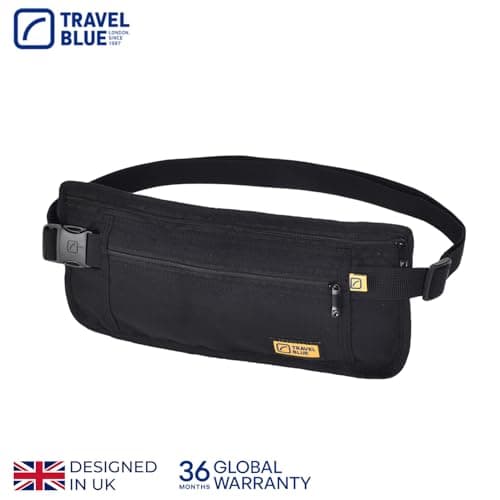 Travel Blue Ultra Slim Money Belt - Bum Bag & Passport Holder Travel Wallet for Men & Women, Conceal Cash, Credit Cards, Documents, Lightweight & Breathable with Adjustable Strap, 100% Polyester — view 6