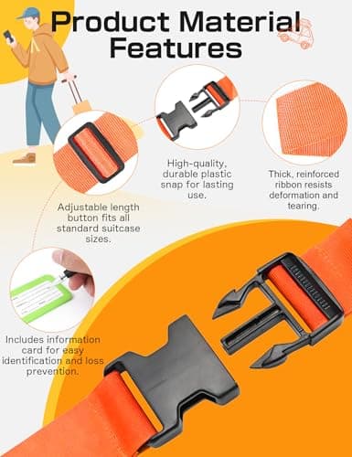 Luggage Straps, Adjustable Suitcase Straps, 2m x 5cm — view 2