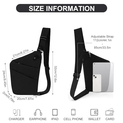 DKIIL NOIYB Sling Bag for Men Women Personal Flex Crossbody Purse Nylon Anti Theft Chest Bag with Multi Pockets for Travel Outdoor — view 6