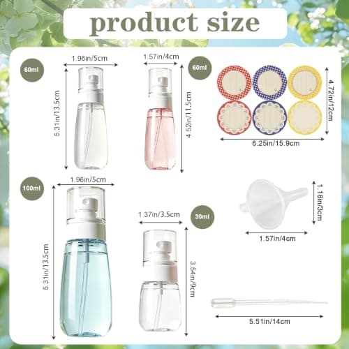 Small Spray Bottle Set,4 Pack Leak‑Resistant Fine Mist Bottles for Travel — view 2