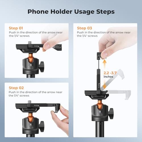 K&F CONCEPT Selfie Stick Tripod, 62''/158cm Phone Tripod — view 3