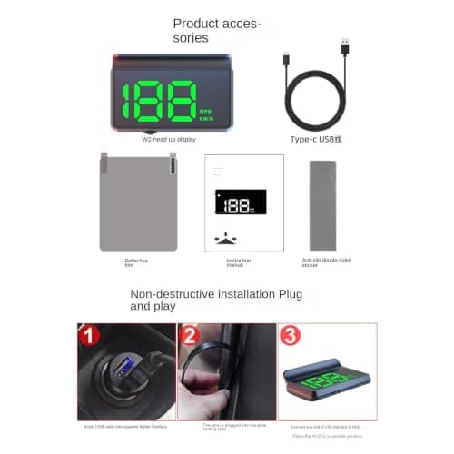 Car Heads up Display with Digital Odometer and HUD Projection Function — view 6