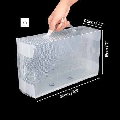 Kurtzy Shoe Storage Boxes (10 Pack) - Stackable Storage Boxes for Shoe/Trainer Storage - Plastic Shoe Organiser Box Set for Men/Women - Travel Shoe Boxes - Clear — view 5