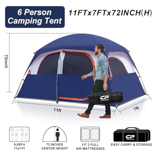 CAMPROS CP 4-6 Person Tent, Waterproof Family Camping Tent with Rain Cover — view 2