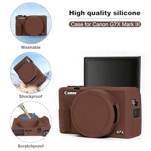 BOVKE Hard Case + Silicone Cover for Canon Powershot G7 X Mark III, Brown — view 4