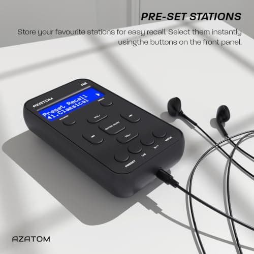 Portable DAB/DAB+ & FM Digital Radio | Sports Earphones Included | Clear Digital Display | Rechargeable Battery (10-12 Hours) | Perfect for Sports, Hiking or Working | AZATOM A2 (Black) — view 3