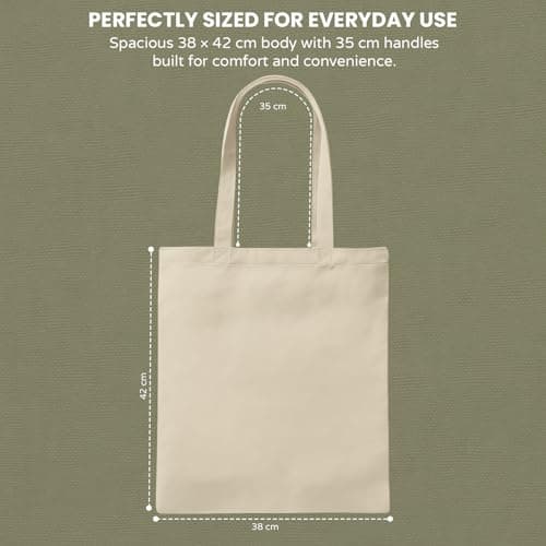 Belarte Personalized Tote Bag with Custom Text, Photo, or Logo | 100% Cotton Reusable Shopping, Gym & Beach Bag | Custom Gift for Women, Teachers, Birthdays & Mother’s Day (Natural) — view 5