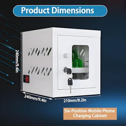 Mobile Phone Storage Locker with Charger Rechargeable 360° Universal Wheels Combination Lock for iPads & Mobile Phones - Portable White Locker with Wheels (6-Bit) — view 2