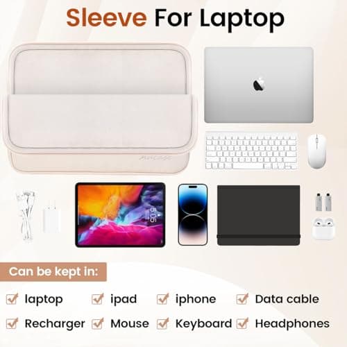 Aucase 13 13.3 14 inch Laptop Sleeve Leather Case, Water Resistant Puffy Protective Bag for Macbook Pro 14 Macbook Air 13 inch/HP/LENOVO/ACER/ASUS/DELL Chromebook Matebook 14 — view 4