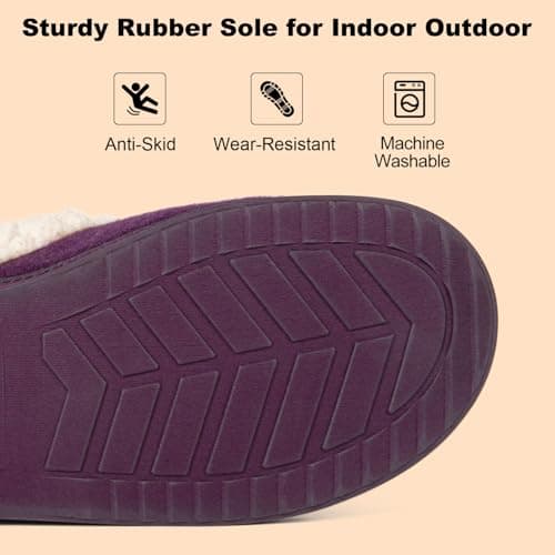 LongBay Women's Warm Slippers Memory Foam Winter House shoes 3-4 UK, Purple — view 6