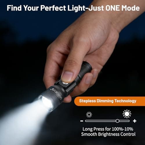 UNROEVS Pocket Flashlight Rechargeable with 1200 Lumens,Mini Small EDC Flashlights with Magnet & Clip,Compact Powerful Flash Light-Zoomable,Adjustable Brightness and 1 Mode for Everyday Carry. — view 2