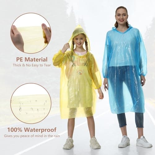 Habaylin Rain Poncho, Poncho Waterproof Adult Clear Disposable Family Pack — view 5